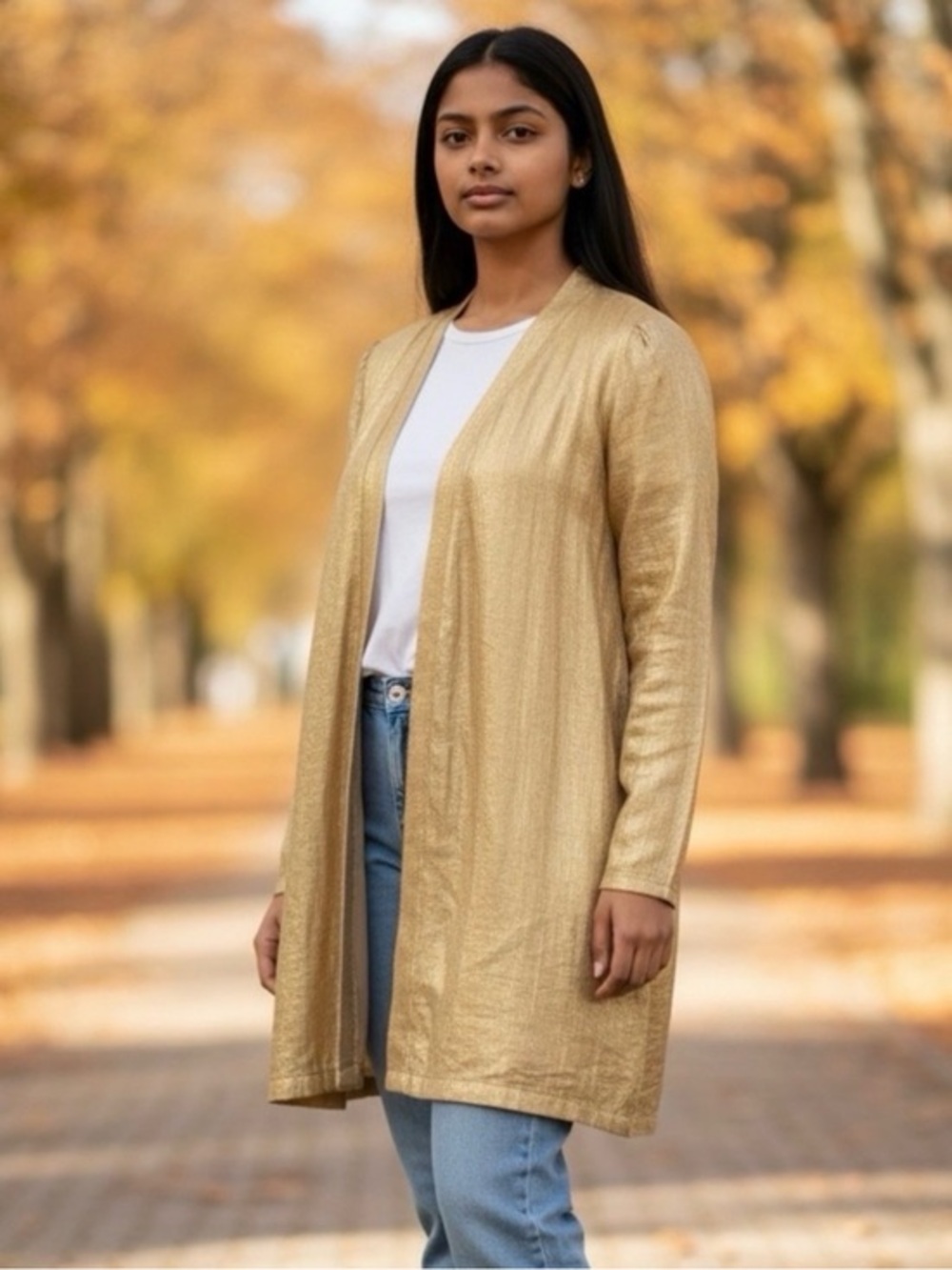 Peace of Cloth Shimmer Celeste Gold Jacket NWT